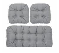 Waterproof 3-Piece Garden Chair Cushions Set - Outdoor Seat & Backrest Pads for Rattan Furniture, Patio Swing & Bench - Weather Resistant Replacement Cushions for Patio Garden Furniture (Light Grey)