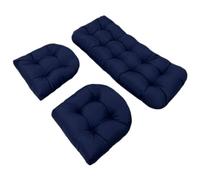 Waterproof 3-Piece Garden Chair Cushions Set - Outdoor Seat & Backrest Pads for Rattan Furniture, Patio Swing & Bench - Weather Resistant Replacement Cushions for Patio Garden Furniture (Navy Blue)