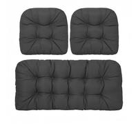 Waterproof 3-Piece Garden Chair Cushions Set - Outdoor Seat & Backrest Pads for Rattan Furniture, Patio Swing & Bench - Weather Resistant Replacement Cushions for Patio Garden Furniture (Dark Grey)