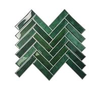 Waterproof 3D Wall Sticker 1/10/30pcs Green Herringbone 3D Self-Adhesive Wall Tile, Heat Resistant Peelable Kitchen Backsplash, Waterproof Bathroom Ti