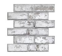 Waterproof 3D Wall Sticker 3D Tile Stickers, Whitewash Brick Textures, Matte, 30X30cm, for Living Room Kitchen Wall Update(Whitewash Grey,1 Sheet)
