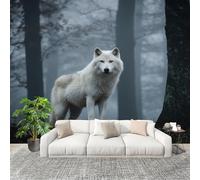 Waterproof 3D Wallpaper Mural 200x140 cm Jungle Animals Wolves Home Decor Removable Photo Wallpaper Blue-Gray HD Non-Woven Murals Seamless Splicing UV Protection Wall Stickers