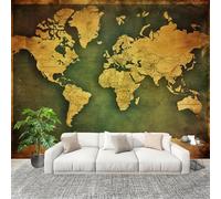 Waterproof 3D Wallpaper Mural 350x256 cm Retro Geographical Nautical Maps Home Decor Removable Photo Wallpaper Green HD Non-Woven Murals Seamless Splicing UV Protection Wall Stickers