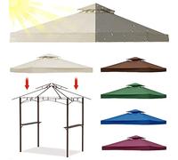 Waterproof 3x3m Pavilion CoverOxford Fabric Winter-Resistant Storm-Proof with Chimney Flue for Outsunny Metal & Wooden Gazebos