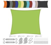 Waterproof 3x3m Square Sunshade Canopy - UV Protection PES Polyester with Accessories for Patio Balcony Garden - Green Weatherproof Outdoor Shelter