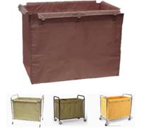 Waterproof 400L Laundry Car Bag Removable Oxford Fabric Cover with Hooks for 90x65x80cm Commercial Dirty Clothes Cart Cleaning Trolley (Brown)