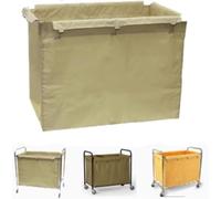 Waterproof 400L Laundry Cart Bag Removable Oxford Fabric Cover with Hooks for 90x65x80cm Commercial Dirty Clothes Basket Cleaning Trolley (Light Green)