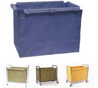 Waterproof 400L Laundry Cart Bag Removable Oxford Fabric Cover with Hooks for Commercial Laundry Basket 90x65x80cm Cleaning Trolley - Blue