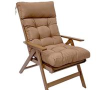 Waterproof 49x22x4 Inches High Back Patio Cushion with Tie Straps - 2-in-1 for Recliner & Beach Loungers, Universal Replacement Padding for Garden, Folding Chairs & Outdoor Furniture (Light Coffee)