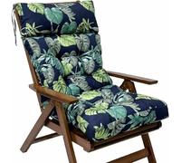 Waterproof 49x22x4 Inches High Back Patio Cushion with Tie Straps - 2-in-1 for Recliner & Beach Loungers, Universal Replacement Padding for Garden, Folding Chairs & Outdoor Furniture (Tropical Leaves)