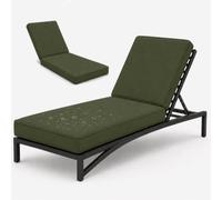 Waterproof 50D Foam Chair Pad - Thick Cushions for Outdoor Recliners & Garden Patios Foldable Anti-Slip Base 6 Ties Army Green 178x59x6cm