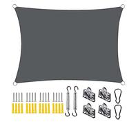Waterproof 5x5.5m Rectangular Sun Shade Canopy UV Protection Windbreak for Camping Terrace Balcony Outdoor Garden Dark Gray