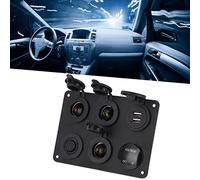 Waterproof 6 Gang switch panel with LED Digital Voltmeter, Durable boat switch panel with USB Port, Control Kit for Car RV Yacht Marine Use
