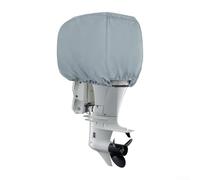 Waterproof 600D Boat Motor Cover for 115HP 225HP Outboards with Secure Elastic Hem and Rear Strap Anchoring System (Gray)