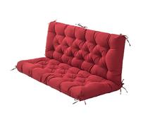 Waterproof 8cm Thick Outdoor Swing Cushion with Backrest & 7 Ties Soft Patio Bench Cushion for 2 3 Seater Swing Chair Non Removable Perfect for Porch & Garden (Red 59x39x3.9in)