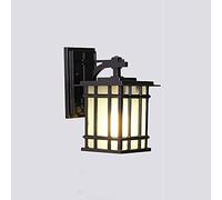Waterproof Ac American Industrial Style Outdoor Wall Lantern, Creative Square Villa Decoration Outdoor Wall Mount Light, Black Finish Exterior Wall Sconce Light, Energy-Saving Outside Lamp,Metal