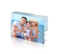 Waterproof Acrylic Picture Frame 4 X 6,Desktop Magnetic Double Sided Photo Frame, 10 X 15 Cm Frameless Picture Frames,Glass Photo Block With Microfibre Cloth 0.4in+0.4in Thick Transparent,1Pack