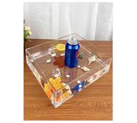 Waterproof Acrylic Serving Tray, Sturdy Thick Nightstand Dresser or Bathroom Vanity Tray Organizer for Change, Coin, Key, Phone, Glasses, Clear Acrylic Storage Valet Organizer(60x60x15cm/23.6x23.6x5.9
