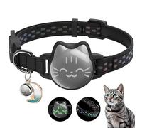 Waterproof Airtag Cat Collar, Breakaway Cat Airtag Collar with Luminous & Reflective Fish Pattern, Lightweight Kitten Collar for Apple Air tag, Hidden GPS Tracker for Cats, Kittens, Puppies (9-13")