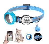 Waterproof Airtag Cat Collar Breakaway with QR Code Name Tag, Reflective cat Collar airtag Holder with Bell, Reflective Kitten Cat ID Tag Personalized, Ultra-Durable, Adjustable, Quick Release (Blue)