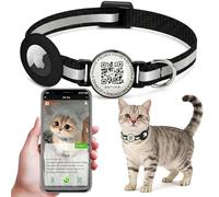 Waterproof Airtag Cat Collar with QR Code Tag Breakaway Cat Airtag Collar with Luminous Lightweight Kitten Collars for Apple Airtag Hidden GPS Tracker Holder for Cats Kittens 9-13 inches