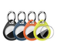 Waterproof Airtag Holder,4 Pack Airtag Keychain with Full Wrap Design,Airtags Case for Apple Airtag,Anti-Lost Air tag Accessories for GPS Item Finder Tracker,Bag,Key,Pet,Black/Blue/Orange/Green