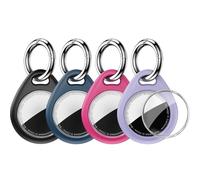 Waterproof Airtag Holder,4 Pack Airtag Keychain with Full Wrap Design,Airtags Case for Apple Airtag,Anti-Lost Air tag Accessories for GPS Item Finder Tracker,Bag,Key,Pet,Black/Blue/Pink/Purple