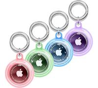 Waterproof AirTag Keyring Holder Compatible with Apple AirTags Keychain, Anti Lost Anti Scratch Secure Key Ring Cases for Pet Collar Keys Backpack. Protective Full Cover Key Chain for Air Tag, 4 Pack
