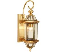 Waterproof All-Copper Outdoor Wall Lamp, European Glass Lamp Living Room Corridor Courtyard Lighting Fixtures, Pendant Light