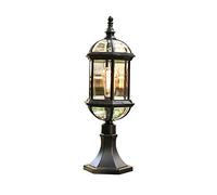 Waterproof Aluminium Lantern Light Die-Casting Pillar Lamp Europe Door Column Light Square Outdoor Fence Lights Industrial Antique Rust-Proof Single Head E27 Post Light Fixture