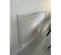 Waterproof Aluminum Access Panel with White VentsLouvered Air Vent Covers for Home Ceiling & Wall Square Exhaust Fan Cover (16x24in) with Filter Ideal for Bathrooms