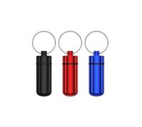 Waterproof Aluminum Pill Box - 3pcs Pocket Pill Case - Small Pill Boxes Organiser - Portable Container Keychain Pill Holder - Portable Mini Pill Boxes (Blue+Black+red)