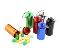 Waterproof Aluminum Pill Holder with Keychain Outdoor Medicine Bottle Seal First Aid Drug Holder