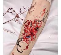 Waterproof And Long-lasting Temporary Tattoos Of The Spider Lily On The Collarbone And Arm, Featuring The Hell Girl Motif