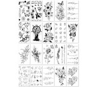 Waterproof And Sweatproof Black And White And Color Tattoo Stickers, Letters, Flowers, Sketches, And Lines. 60 * 105mm A075