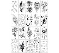 Waterproof And Sweatproof Black And White And Color Tattoo Stickers, Letters, Flowers, Sketches, And Lines. 60 * 105mm A074