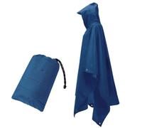 Waterproof and windproof adult raincoat pack with hood, three in one design includes raincoat, canopy, and ground cloth, compact and easy to carry for outdoor use (dark blue)