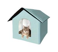 Waterproof and Windproof Cat Shelter with Bed, Condos, Play Area, Sleep and - Weatherproof Folding Shelter for Stray Cats, Outdoor Patio Balcony Game