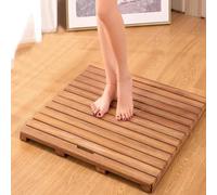 Waterproof Anti-Slip Bamboo Bath Mat - Natural Wooden Bathroom Rug with Non-Slip Feet for Kitchen Bedroom Shower Toilet Door Mat & Pet Mat (30x50cm/12x22in)