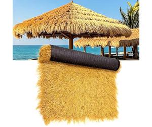 Waterproof Artificial Thatch Roofing Roll for Tiki Huts, Synthetic Decorative Grass for Patios and Pools