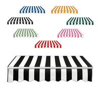 Waterproof Awning Fabric Replacement Black & White Pre-Seamed Canopy Material with Valance for Outdoor Balcony & Café 4.5m x 2.5m Sunshade Solution
