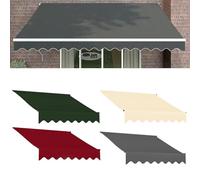 Waterproof Awning Fabric Replacement, UV Protection, Pre-Sewn Canopy Material for Terrace & Balcony, Premium Quality, Available in Green/Red/Grey/Beige, 2-7m (Gray, 13x6.5ft)