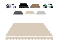 Waterproof Awning Replacement Fabric Canopy - 2.0m to 5m Sunshade Top Cover with Front Valance for Yard & Deck - Beige 500x300cm Outdoor Shelter (Fabric Only)