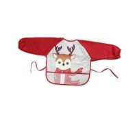 Waterproof Baby Bib with Sleeves - Cotton Toddler Smock with Christmas Deer Pattern, Full Coverage Apron for Feeding and Art Projects, Easy to Clean, Fits 0-3 Years (32.23X14.15 Inches)