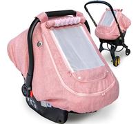 Waterproof Baby Car Seat Cover，Pink Cold Weather Carseat Cover for Babies,Infant Car Seat Cover Canopy for Girls, Windproof Car Seat Canopy for Girls, Keeps Babies Warm and Cozy