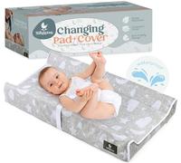 Waterproof Baby Changing Pad | Contoured Non Slip Infant Table Topper Changer Mat with Security Straps for Cozy Breathable Washable Diaper Change Babies by Babylicious, Grey/White (BBL-613)