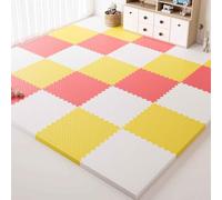Waterproof Baby Crawling Mat Non-slip, 36 PCS Play Mats for Floor, Interlocking Foam Floor Tiles, Crawling Rug 30X30CM Squares Foam Puzzle Carpet(White/Yellow/Red)