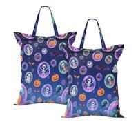 Waterproof Bags For Wet Clothes Cute Colorful Bubbles for Halloween Dirty Clothes Traveling Bag Beach With Handle 2 PCS