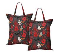 Waterproof Bags For Wet Clothes Halloween Horror Red Blood Handprint Dirty Clothes Traveling Bag Beach Swimming With Handle 2 PCS