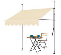 Waterproof Balcony Awning, No Drill Installation, UV-Resistant Outdoor Canopy, Clamp-on for Patio, Size 2M, Color A/White - Perfect Sun Shade Solution